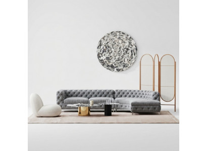 Chesterfield Sëtz Design Couch Lounge Sofaen Textil Ecksofa L-Form Wunnlandschaft