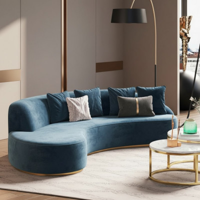 Samt Canapé 4 Plazen Këssen Textil Modern Relax Sëtz Luxus Miwwelen Eckcanapé Ronn Nei