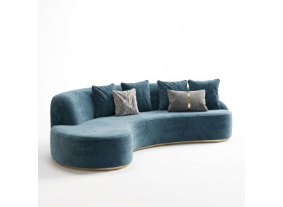 Samt Canapé 4 Plazen Këssen Textil Modern Relax Sëtz Luxus Miwwelen Eckcanapé Ronn Nei