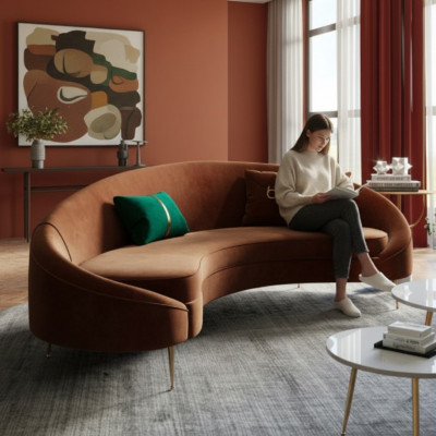 Eckcouch 3-Sëtzer Polster Samt Modern Relax Sëtz Luxus Miwwelen Wohnlandschaft Eck
