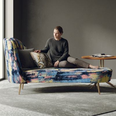Chaiselounge Polster Textil Modern Relax Sëtz Luxus Miwwelen Wunnlandschaft