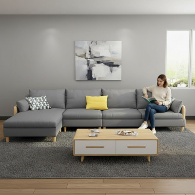 Eck Entspanung Sëtz Luxus Miwwelen Wunnlandschaft Ecksofa L-Form Polster Textil Modern