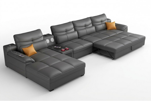 Lounge Canapé Wénkeck Canapé U-Form Polster Modern Entspanen Sëtz Luxus Miwwel Wunnlandschaft