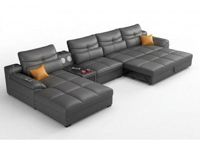 Lounge Canapé Wénkeck Canapé U-Form Polster Modern Entspanen Sëtz Luxus Miwwel Wunnlandschaft