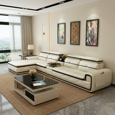 Luxus Liederkanapee Ecksëtz L-Form Polster Modern Relax Sëtz Miwwel Wunnlandschaft