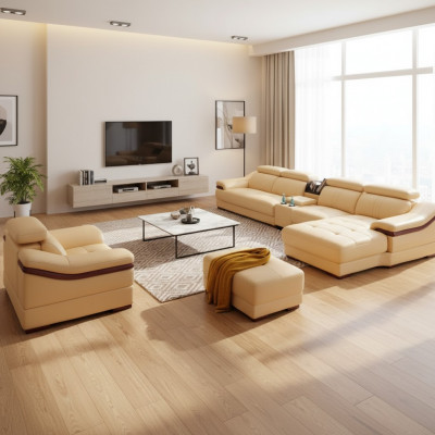 Wunnlandschaft Luxus Eckgarnitur Eckssofa L-Form Polster Modern Relax Sëtz Miwwelen