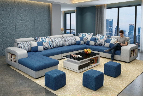Eckcouch U-Form Luxus Textil Polster Modern Relax Sitz Miwwelen Wunnlandschaft Miwwelen