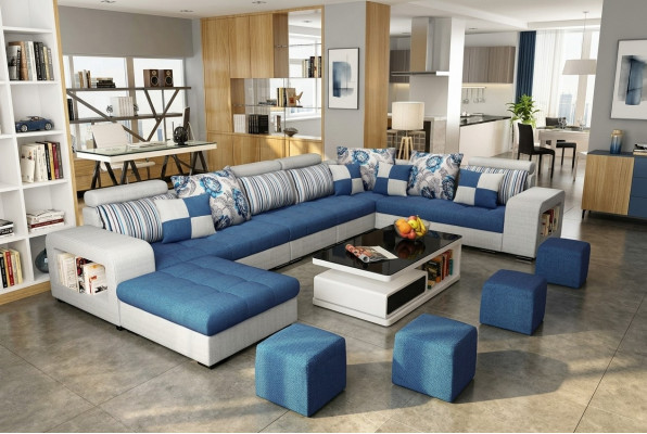 Eckcouch U-Form Luxus Textil Polster Modern Relax Sitz Miwwelen Wunnlandschaft Miwwelen