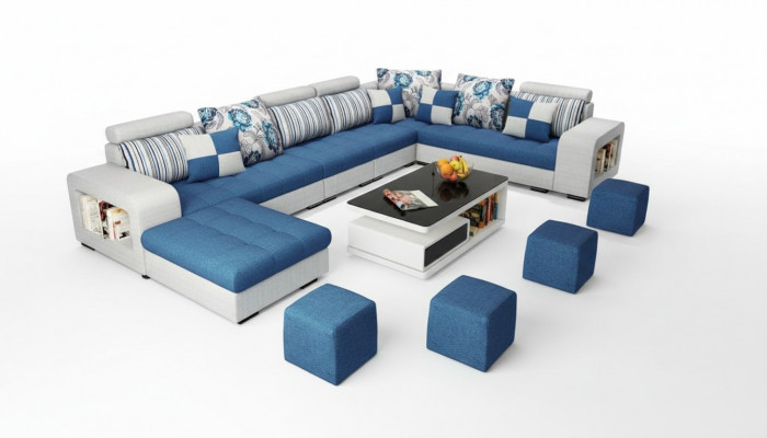 Eckcouch U-Form Luxus Textil Polster Modern Relax Sitz Miwwelen Wunnlandschaft Miwwelen