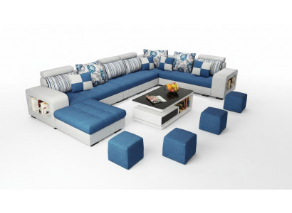 Eckcouch U-Form Luxus Textil Polster Modern Relax Sitz Miwwelen Wunnlandschaft Miwwelen