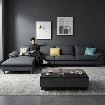 Textil Luxus Ecksofa L-Form Polster Modern Relax Sëtz Miwwelen Wunnlandschaft Eck