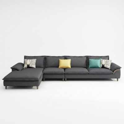 Textil Luxus Ecksofa L-Form Polster Modern Relax Sëtz Miwwelen Wunnlandschaft Eck