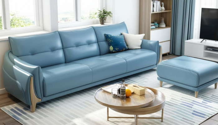 Canapé 3 Sëtzer Modern Relax Sëtz Miwwel Dräisëtzer Blo Polischter Luxus Miwwel Nei