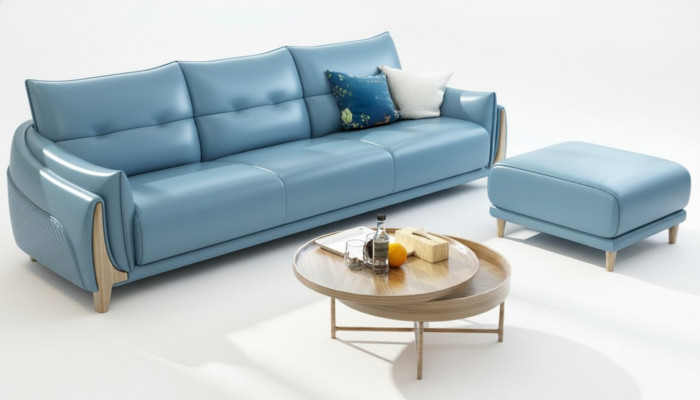 Canapé 3 Sëtzer Modern Relax Sëtz Miwwel Dräisëtzer Blo Polischter Luxus Miwwel Nei