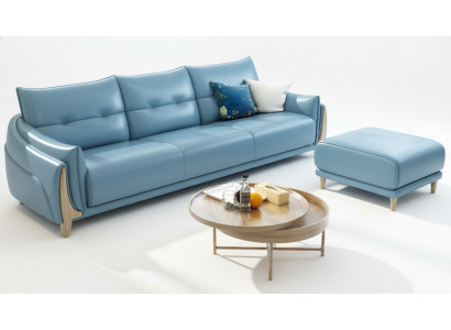 Canapé 3 Sëtzer Modern Relax Sëtz Miwwel Dräisëtzer Blo Polischter Luxus Miwwel Nei