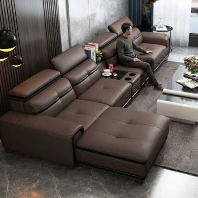 Sëtz Miwwelen Wunnlandschaft Luxus Kënschtleeder Eckcouch L-Form Polster Modern Relax