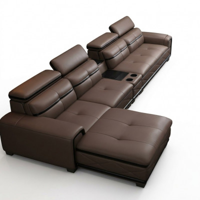 Sëtz Miwwelen Wunnlandschaft Luxus Kënschtleeder Eckcouch L-Form Polster Modern Relax
