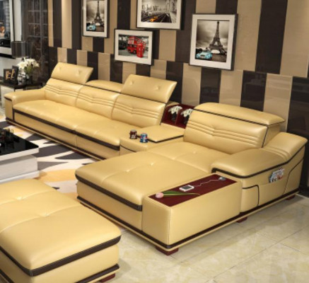 Sëtz Miwwel Wunnlandschaft Luxus Eckcouch Ecksofa L-Form Polster Couche Relax Nei