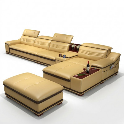 Sëtz Miwwel Wunnlandschaft Luxus Eckcouch Ecksofa L-Form Polster Couche Relax Nei