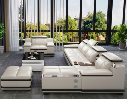 Miwwel Wunnlandschaft Luxus Eckgarnitur Ecksofa Polstersofa Couch Relax Lform