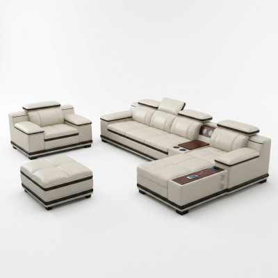 Miwwel Wunnlandschaft Luxus Eckgarnitur Ecksofa Polstersofa Couch Relax Lform