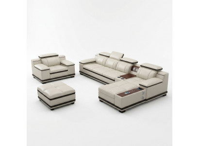 Miwwel Wunnlandschaft Luxus Eckgarnitur Ecksofa Polstersofa Couch Relax Lform