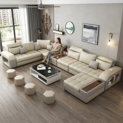 Eckcouch U-Form Sëtz Miwwel Wunnlandschaft Luxus Polster Modern Relax Sofa Canapé
