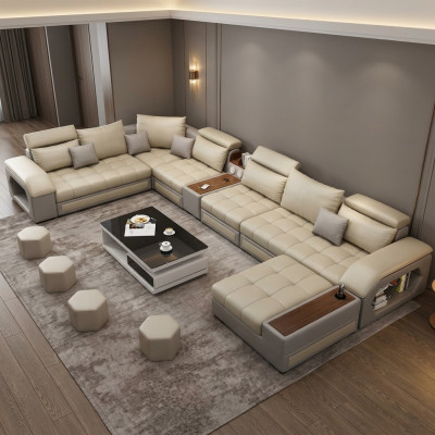 Eckcouch U-Form Sëtz Miwwel Wunnlandschaft Luxus Polster Modern Relax Sofa Canapé