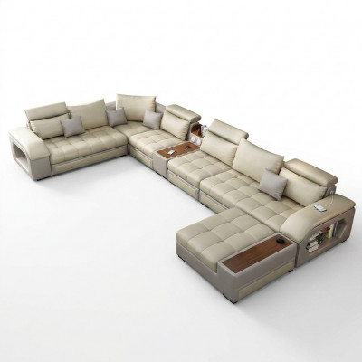 Eckcouch U-Form Sëtz Miwwel Wunnlandschaft Luxus Polster Modern Relax Sofa Canapé