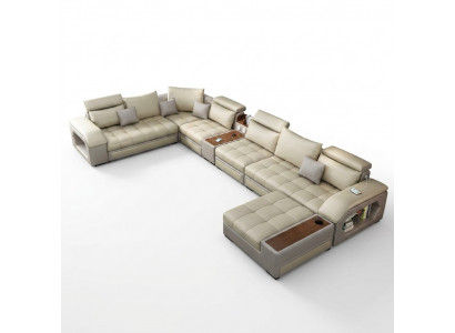 Eckcouch U-Form Sëtz Miwwel Wunnlandschaft Luxus Polster Modern Relax Sofa Canapé