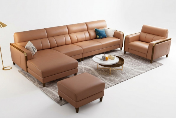 Sëtz Miwwelen Wunnlandschaft Luxus Konschtleed Ecksofa L-Form Polstermiwwelen Garnitur