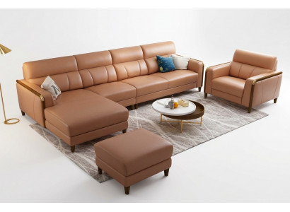 Sëtz Miwwelen Wunnlandschaft Luxus Konschtleed Ecksofa L-Form Polstermiwwelen Garnitur