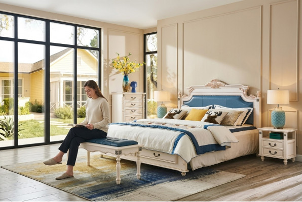 Designer Polster Duebeltbett Better Bett Schlofzëmmer Eebett Lieder Kolonial Stil