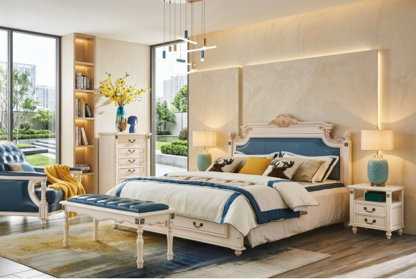 Designer Polster Duebeltbett Better Bett Schlofzëmmer Eebett Lieder Kolonial Stil