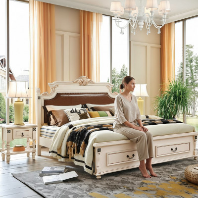 Bett Këssen Design Luxus Duebel Hotel Better Schlofkummer Barock Holz Miwwelen Nei