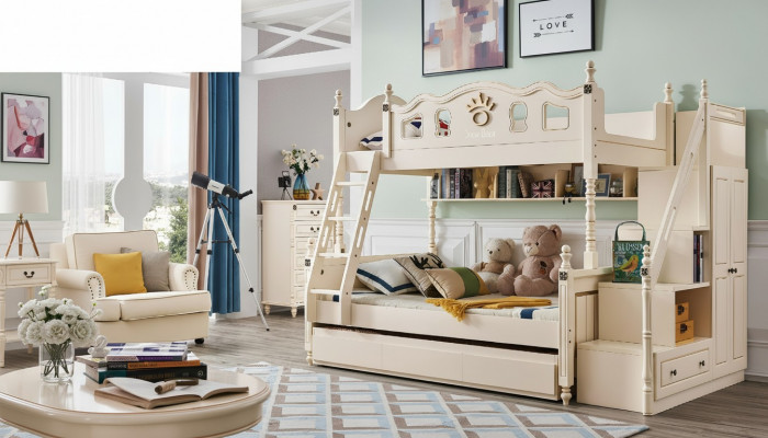 Etagenbett Bett Doppelstock Héichbett Kanner Better Holz Klassesch Miwwelen Zëmmer