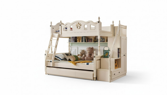 Etagenbett Bett Doppelstock Héichbett Kanner Better Holz Klassesch Miwwelen Zëmmer