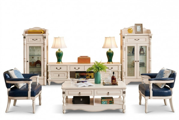 Vitrine Wunnzëmmer Glas Klassesch 2-Teileg. Vitrinn Schaf Regal Regaler Holz Set