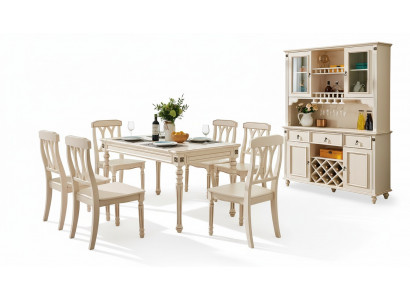 Iesszëmmer Iessdësch 6 x Still Iess Garnitur Set Holz Kichen Dësch Grupp 7tlg. Nei