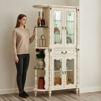 Vitrine Vitrinneschaf Wunnzëmmer Klassesch Glas Bar Holz Schaf Glasschaf
