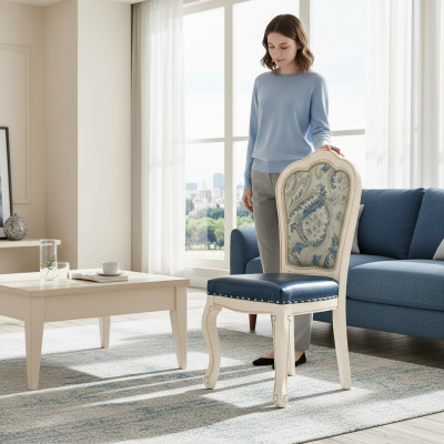 Stull Stillen Design Fauteuil Holzpolster Klassesch Iesszëmmer Miwwelen Massivholz