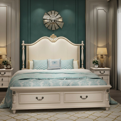 Bett Këssen Design Luxus Duebel Hotel Better Kinneks Barock Holz Miwwelen Neis