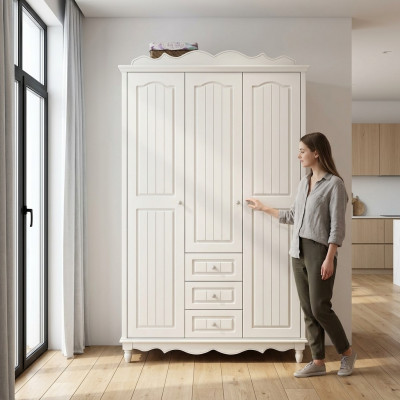 Landhausstil Miwwelen Klassesche Kleederschaf Schaf Holz Schlofkummer Wäiss