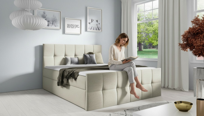 Bett Bettkasten Boxspringbett Schlofzëmmer Polster Design Duebel Modern