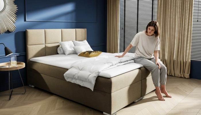 Boxspringbett Schlofzëmmer Polster Design Duebel Hotel Modern Bett Bettkëscht