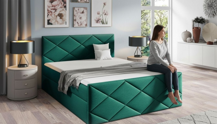 Bett Bettkëschte Boxspringbett 180x200 Schlofzëmmer Design duebelt Modern