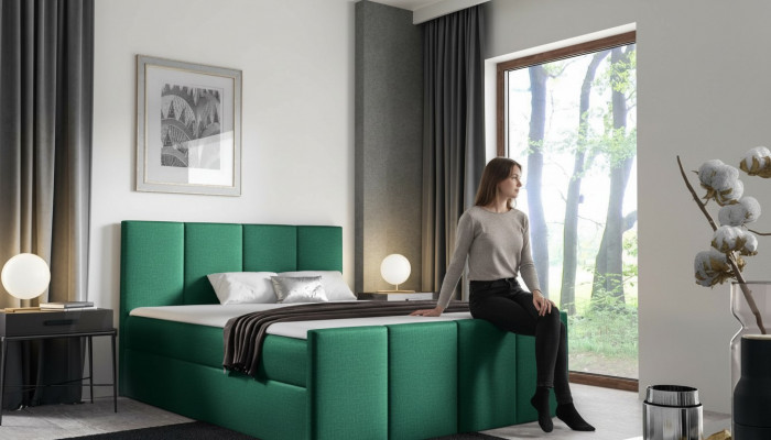 Bett, Bettkëscht, Boxspringbett, Miwwelen, Schlofzëmmer, Design, Duebel, Hotel, Modern, Nei