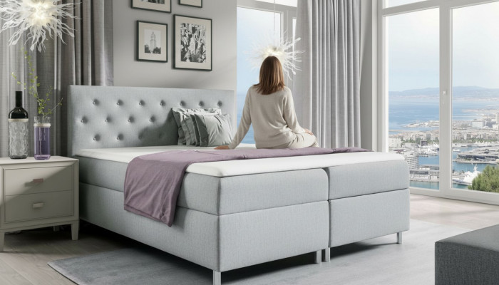 Betten duebel Hotel modern Bett Bettkëscht Boxspring 200x200 Schlofkummer Miwwelen