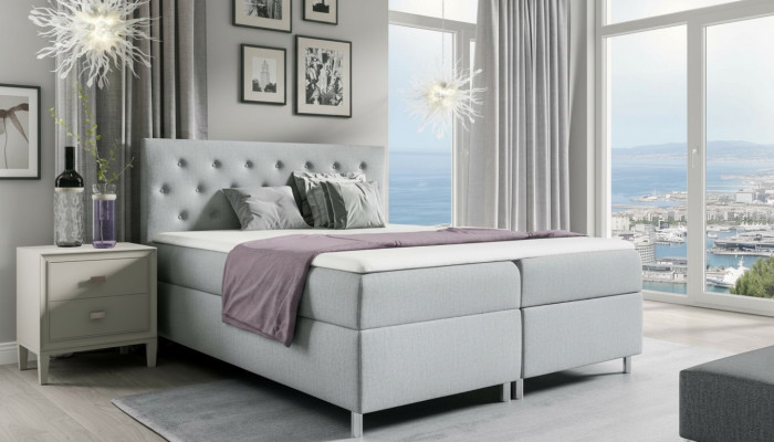 Betten duebel Hotel modern Bett Bettkëscht Boxspring 200x200 Schlofkummer Miwwelen