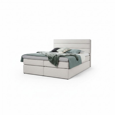 Wäiss Bett Boxspringbett 180x200 Schlofzëmmer Design Duebel Hotel Modern Miwwelen